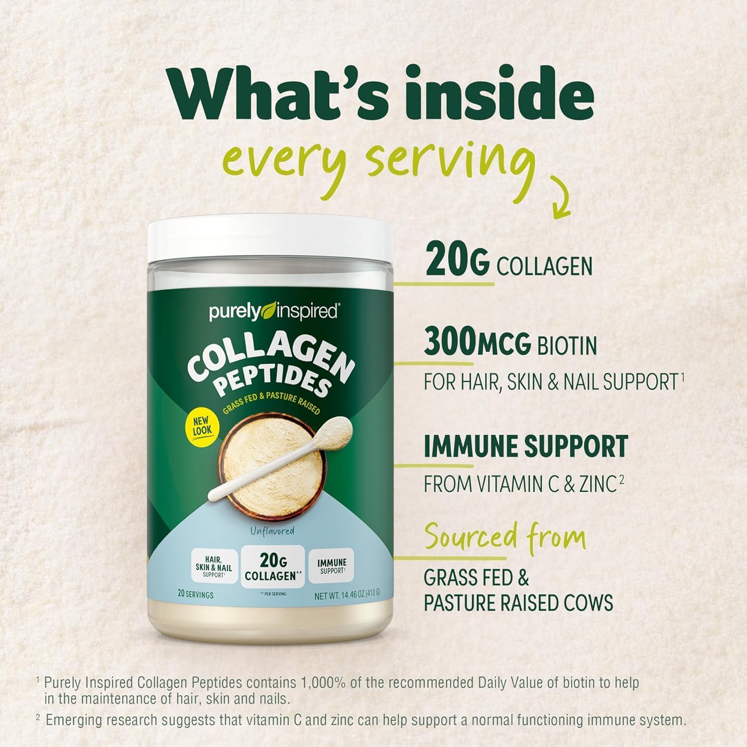 Grass-Fed Collagen Peptides Powder, 18 Single Serve Packets - Unflavored Protein Supplement for Women & Men - Paleo, Keto, & Gluten-Free