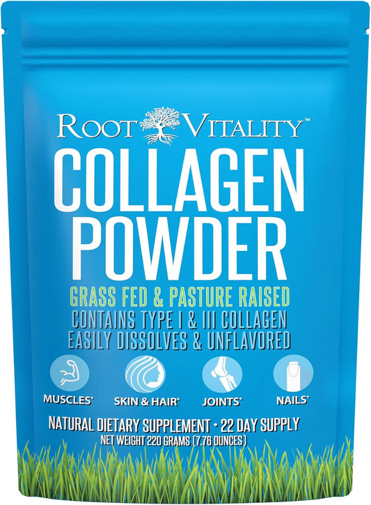 Grass-Fed Collagen Peptides Powder for Skin, Hair, Nails - Hydrolyzed Protein Supplement - Non-GMO, Zero Sugar - Men & Women (22 Servings)