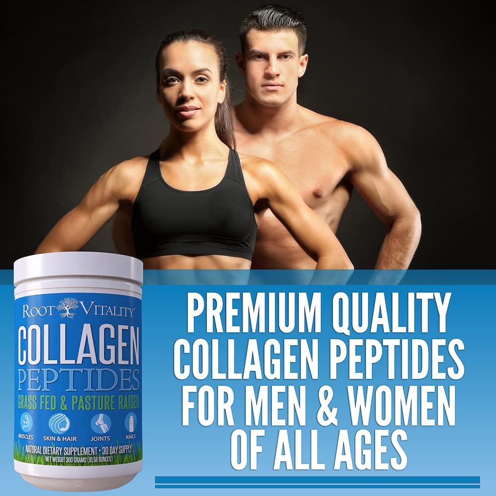 Grass-Fed Collagen Peptides Powder for Skin, Hair, & Nails - Non-GMO Hydrolyzed Protein - Daily Supplement (45 Servings)