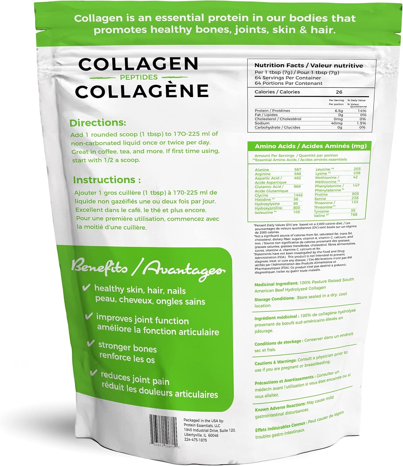 Grass-Fed Collagen Peptides Powder, Paleo & Keto Friendly, NonGMO, Gluten Free - 16 oz