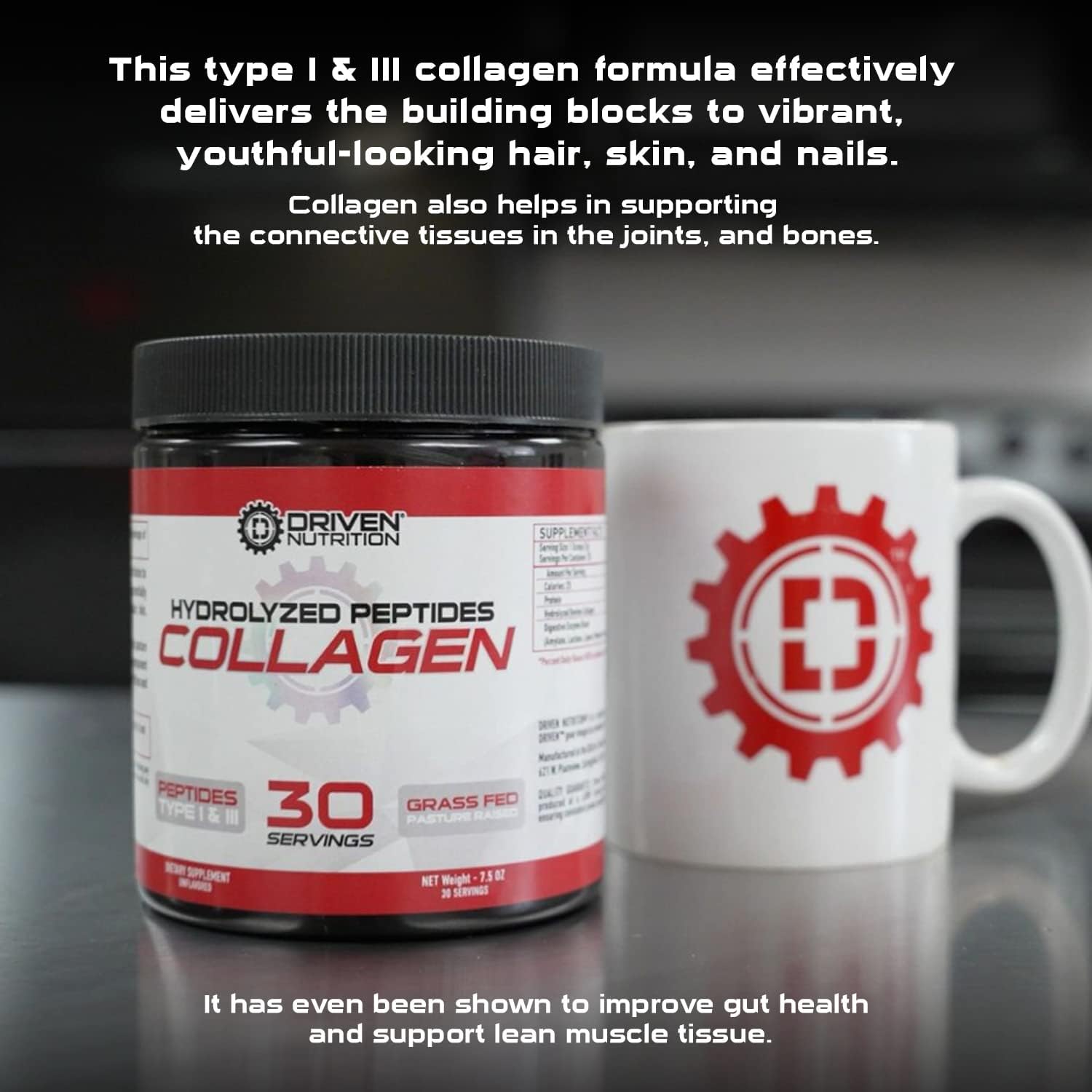 Grass-Fed Collagen Peptides Powder with Digestive Enzymes for Healthy Skin, Hair, Nails, and Joints