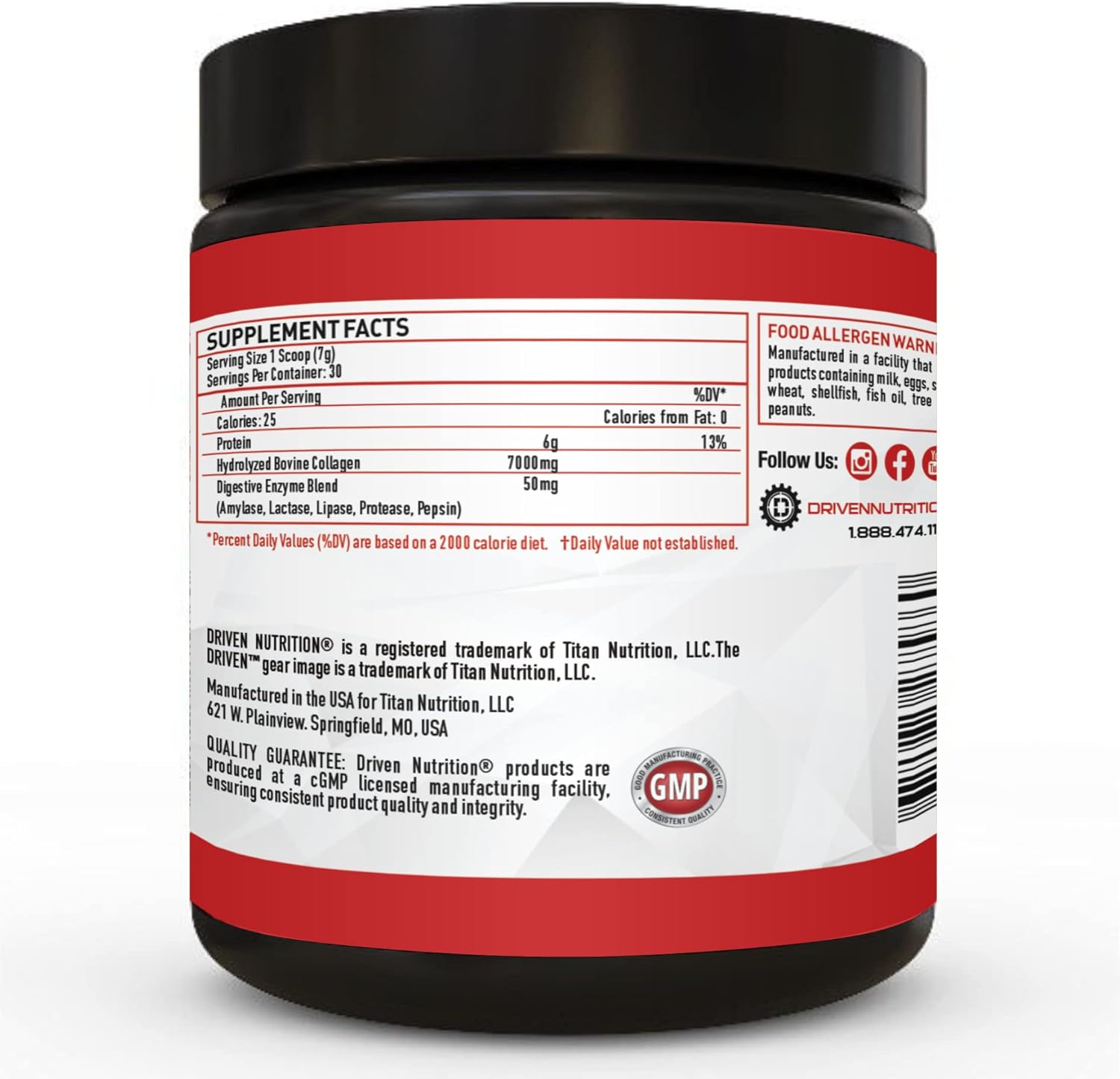 Grass-Fed Collagen Peptides Powder with Digestive Enzymes for Healthy Skin, Hair, Nails, and Joints