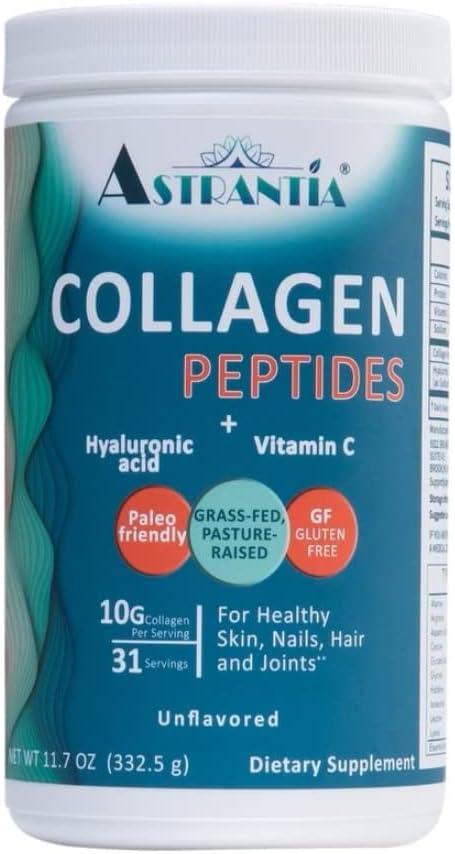 Grass-Fed Collagen Peptides Powder with Hyaluronic Acid and Vitamin C for Healthy Nails, Skin, Hair & Joints - 11.7 OZ | Paleo, Gluten-Free, Non-GMO