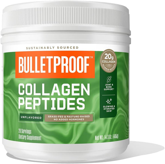 Grass-Fed Collagen Peptides Powder with MCT Oil, 14.3 oz - Skin, Bone, and Joint Support - Pasture Raised, Hormone-Free