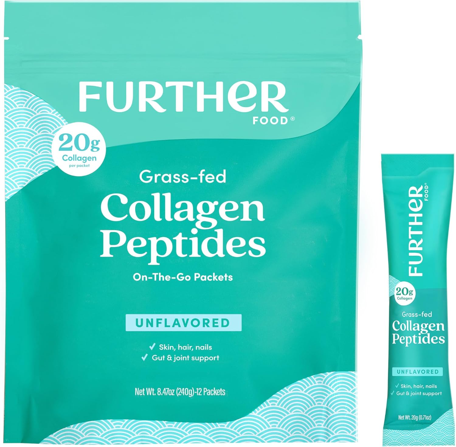 Grass-Fed Collagen Peptides Stick Packs for Gut Health & Joint Support - Unflavored Protein Powder for Hair, Skin, Nails - Paleo & Keto Friendly, 8.47 oz