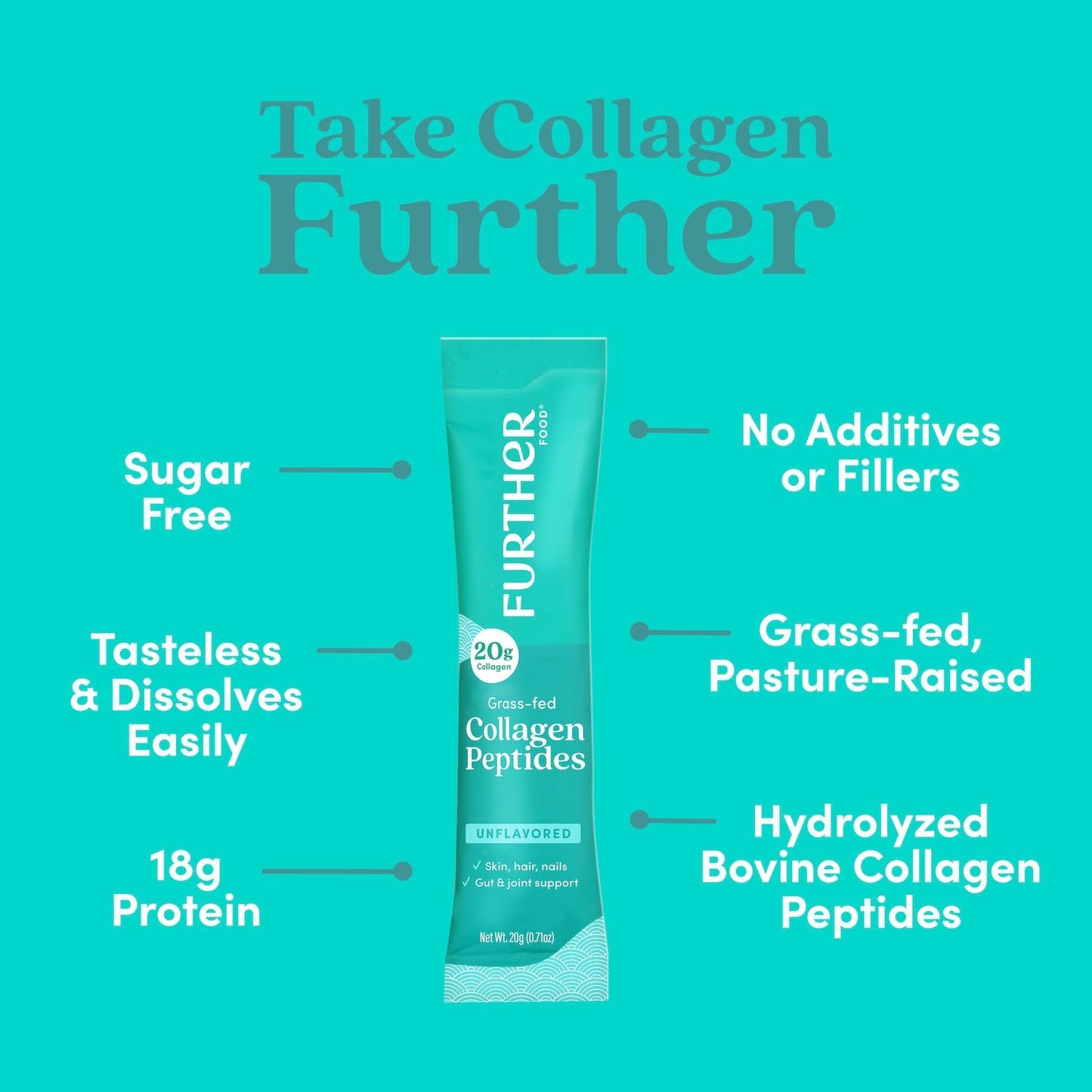 Grass-Fed Collagen Peptides Stick Packs for Gut Health & Joint Support - Unflavored Protein Powder for Hair, Skin, Nails - Paleo & Keto Friendly, 8.47 oz