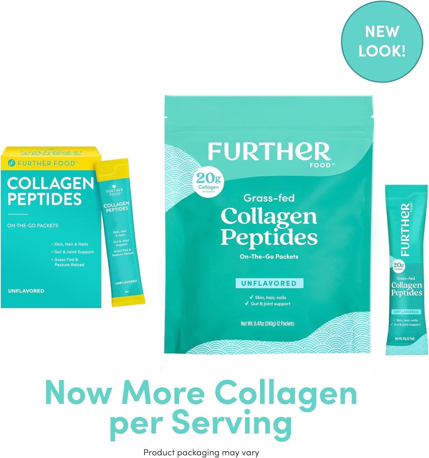 Grass-Fed Collagen Peptides Stick Packs for Gut Health & Joint Support - Unflavored Protein Powder for Hair, Skin, Nails - Paleo & Keto Friendly, 8.47 oz