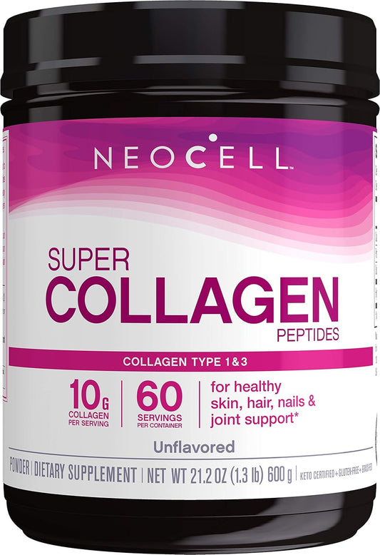 Grass-Fed Collagen Peptides Types 1 & 3, Unflavored, 21.2 oz - NeoCell Super Collagen (May Vary)