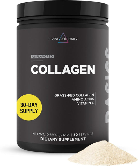 Grass-Fed Collagen Powder for Healthy Hair, Skin & Nails - Unflavored Hydrolyzed Peptide Supplement - Keto & Gluten-Free - 30 Servings