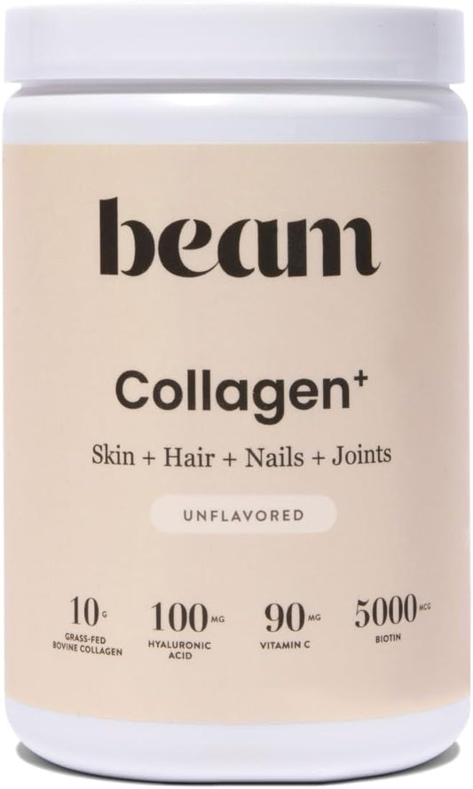 Grass Fed Collagen Powder with Biotin & Hyaluronic Acid for Hair, Skin, Nails & Joints - 30 Servings, Gluten & Sugar Free
