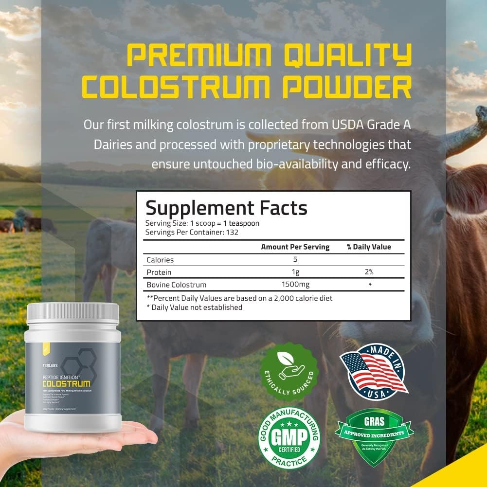 Grass Fed Colostrum Powder for Gut Health, Immunity, Skin & Hair - 400+ Bioactive Nutrients, Keto-Friendly - 200g (132 Servings) - BoostGo Australia