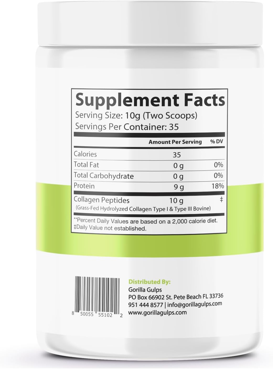 Grass-Fed Hydrolyzed Collagen Peptides by Gorilla Gulps | Type I & III | All-Natural, Non-GMO | Made in USA | Third-Party Tested