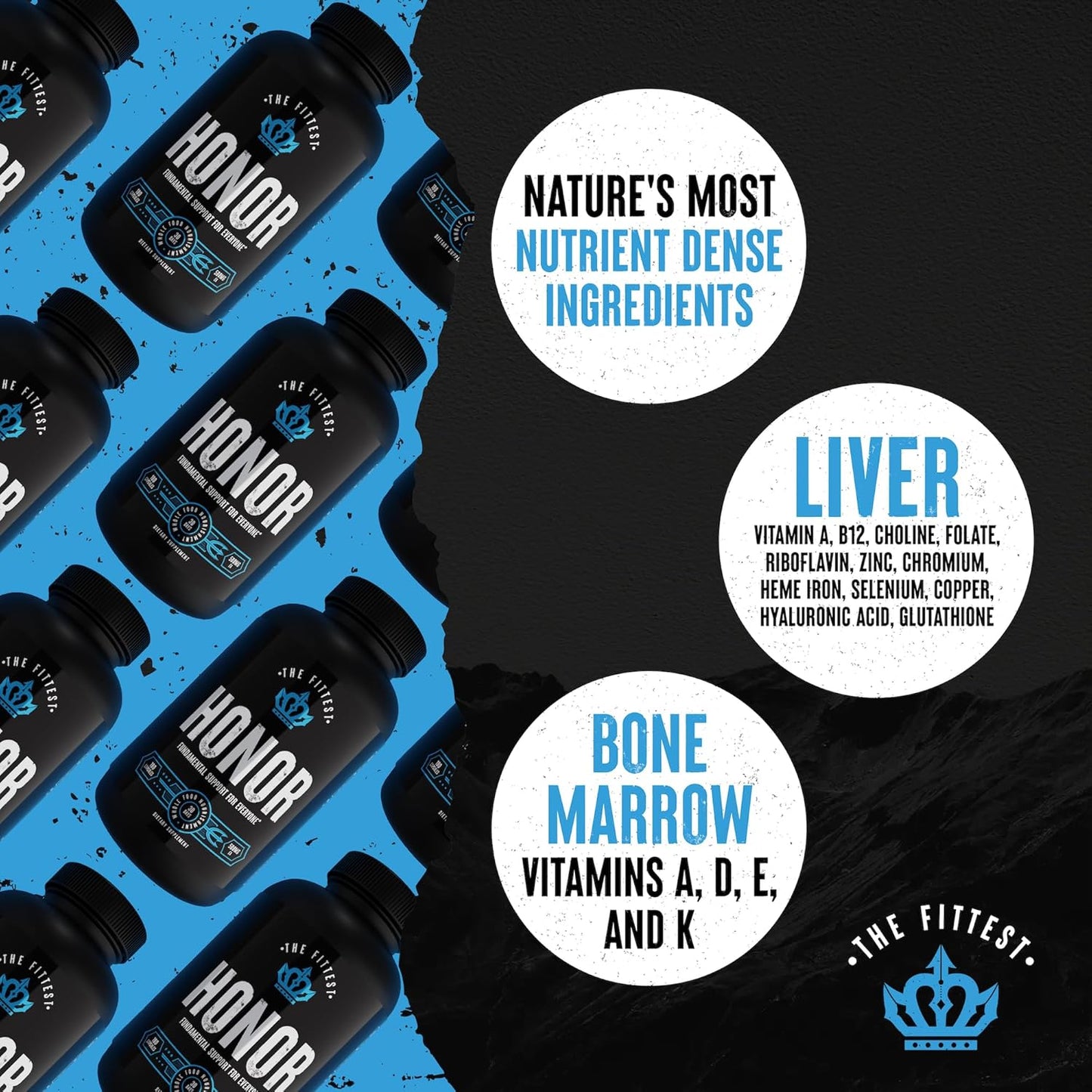 Grass Fed Liver & Bone Marrow Supplement for Energy, Collagen, Joint & Bone Health - 180 Capsules