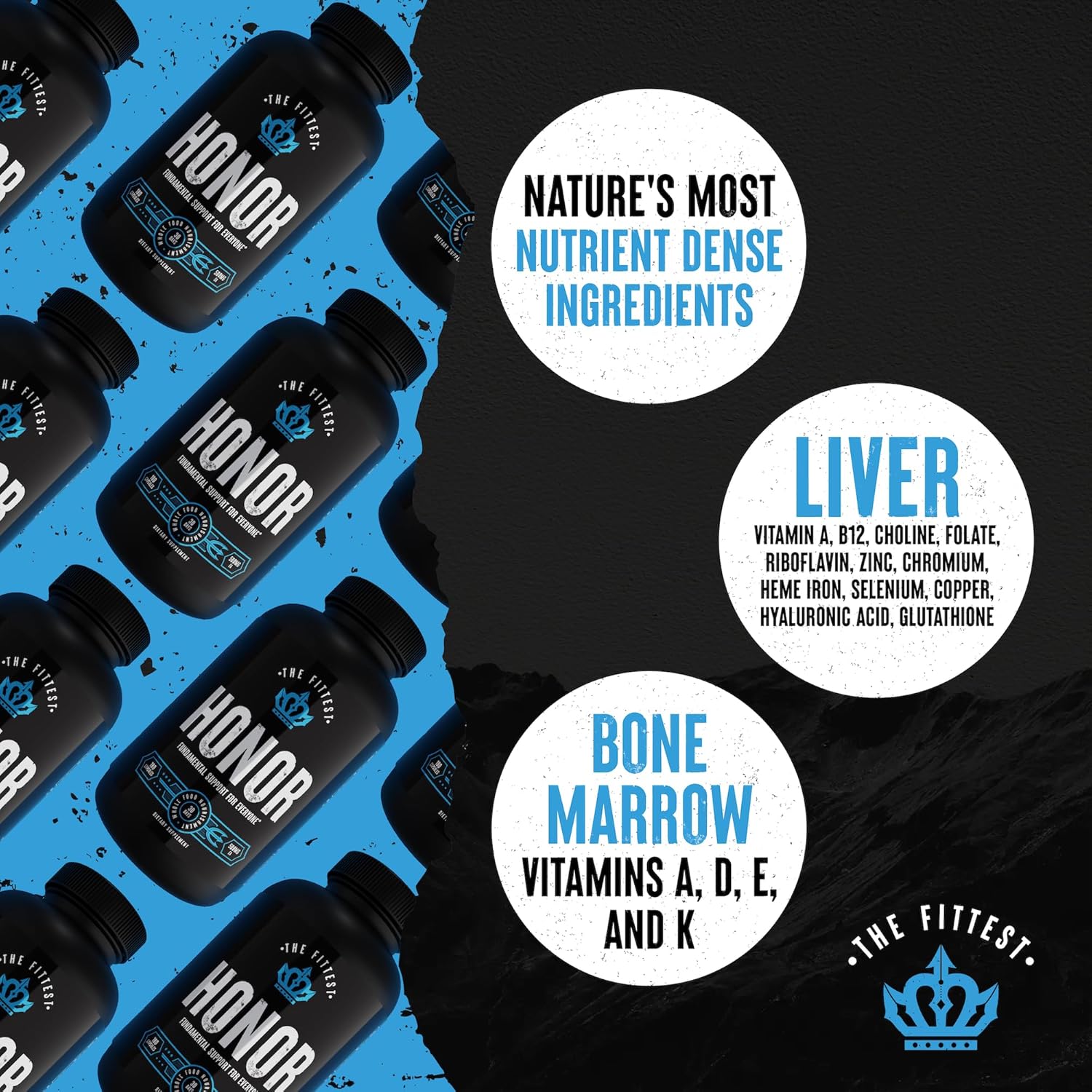 Grass Fed Liver & Bone Marrow Supplement for Energy, Collagen, Joint & Bone Health - 180 Capsules