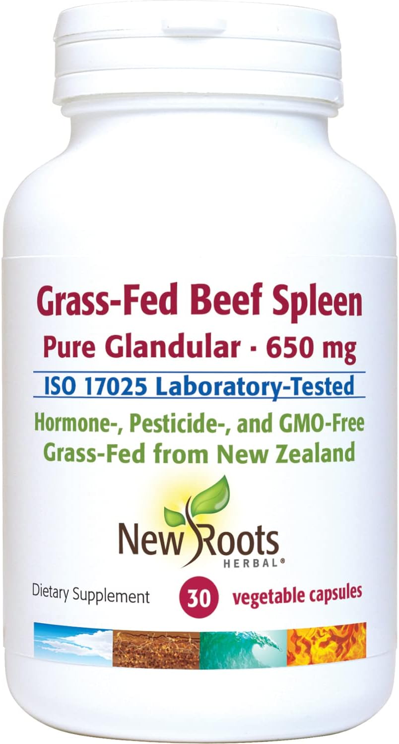 Grass-Fed New Zealand Beef Spleen Capsules - 650mg (30 Count) | Immune Support & Spleen Function | Non-GMO Supplement