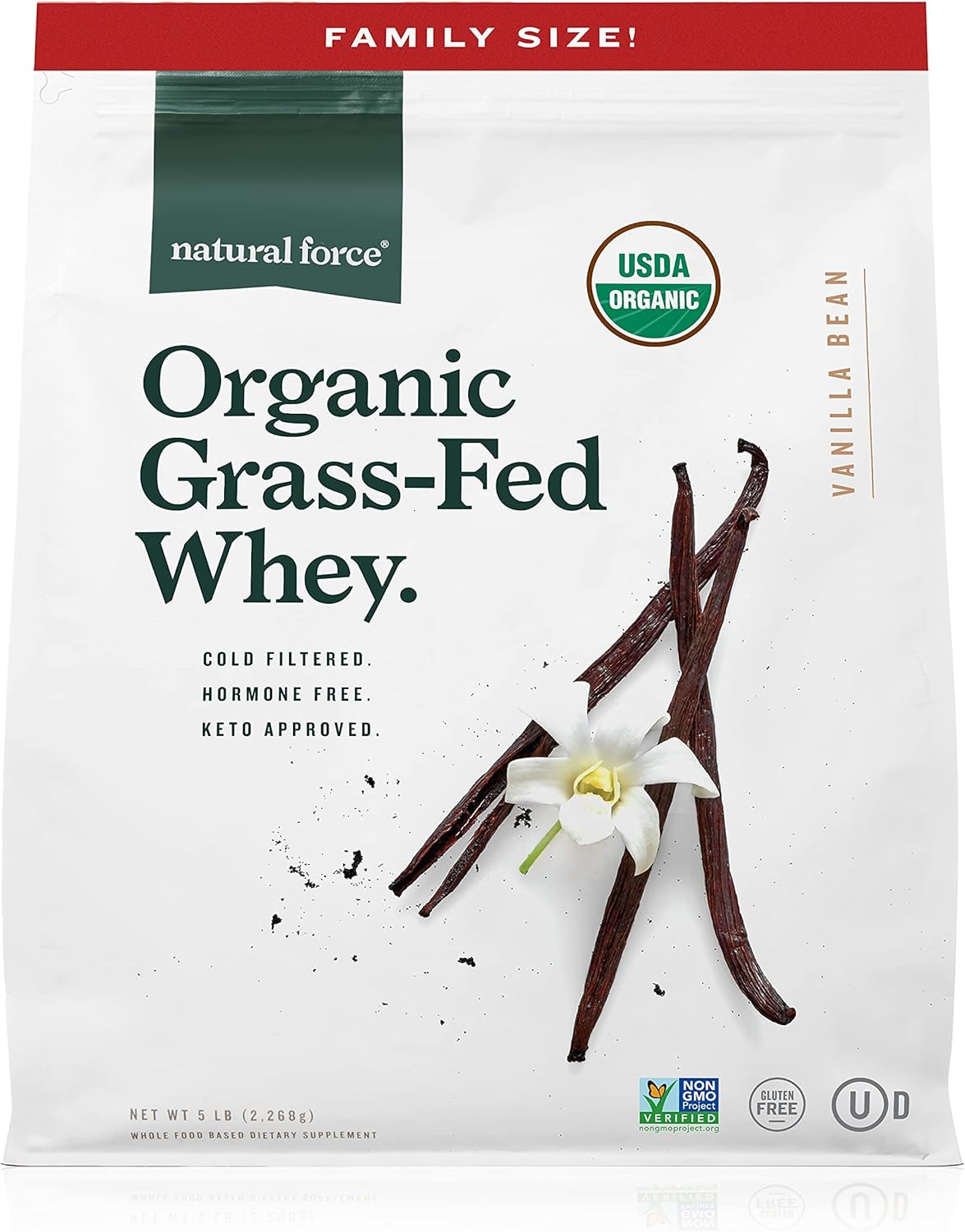 Grass Fed Organic Whey Protein Powder Vanilla Flavor 5 lb + Clean Collagen Peptides Powder 10.7oz Unflavored