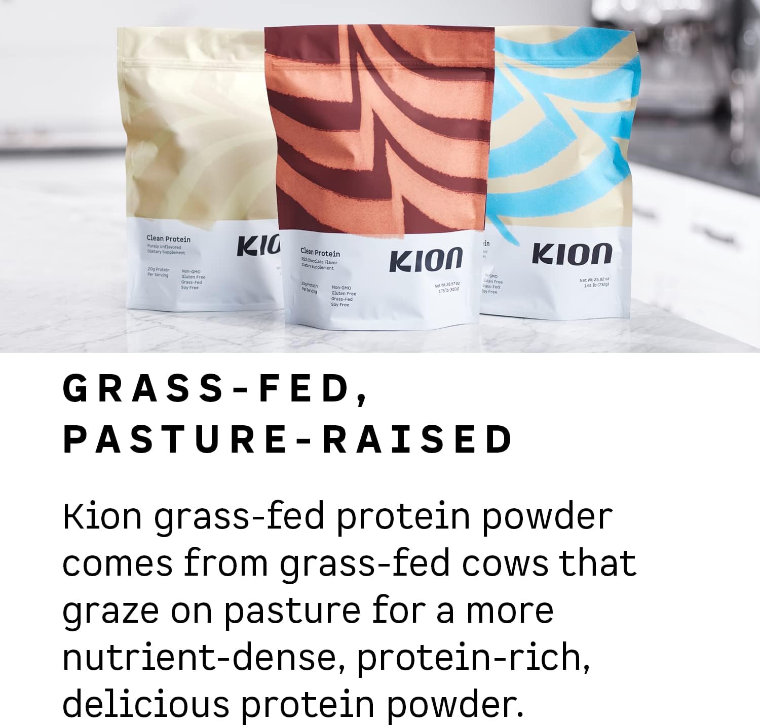 Grass-Fed & Pasture-Raised Whey Isolate Protein Powder - Rich Chocolate Flavor - 30 Servings by Kion Clean Protein - BoostGo Australia