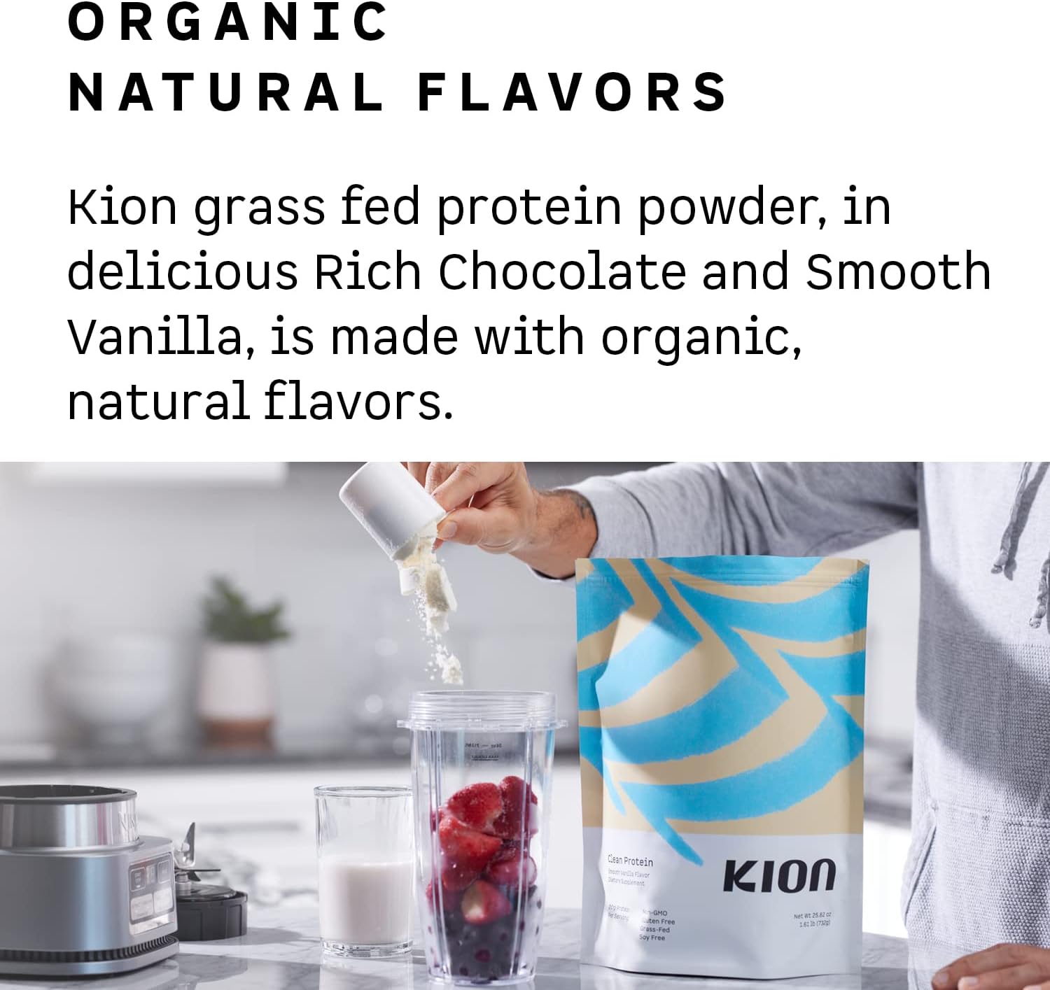 Grass-Fed & Pasture-Raised Whey Isolate Protein Powder - Rich Chocolate Flavor - 30 Servings by Kion Clean Protein - BoostGo Australia
