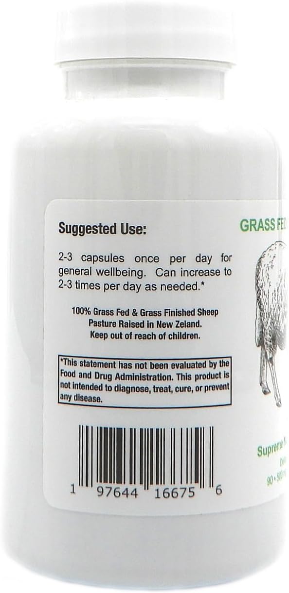 Grass-Fed Supreme Nutrition Sheep Thymus Capsules - 90 Pure Ovine Thymus Capsules from New Zealand