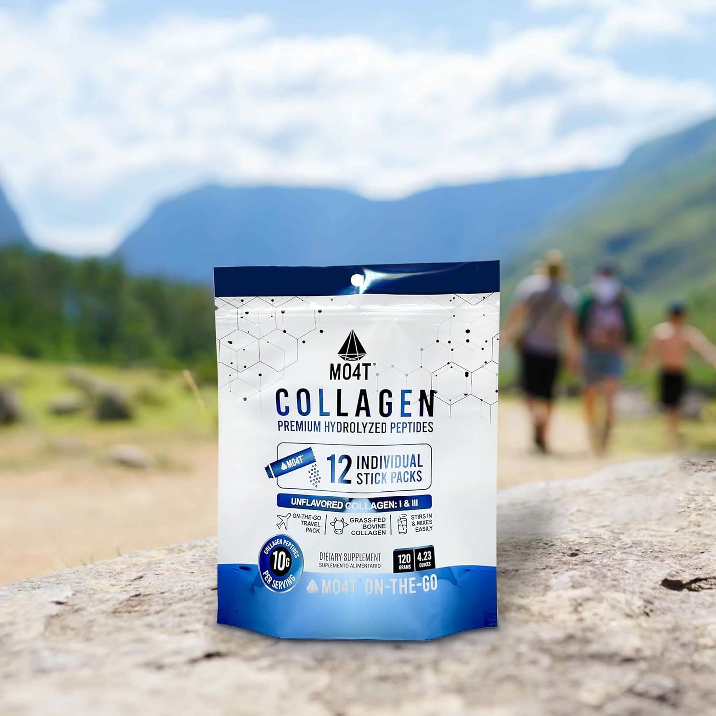 Grass-Fed Unflavored Hydrolyzed Collagen Peptides Travel Packets for Joints, Hair, Skin & Nails - 12 Sachets