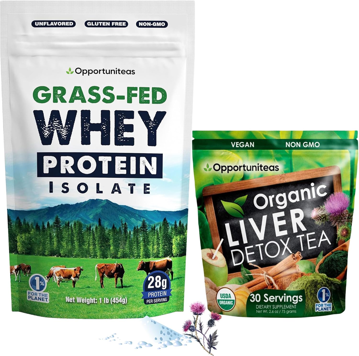 Grass Fed Unflavored Whey Protein & Liver Detox Matcha Tea Bundle - Muscle Support & Liver Cleanse - BoostGo Australia
