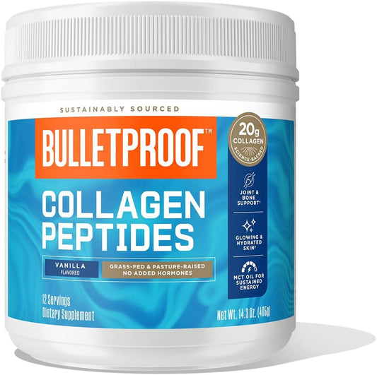 Grass-Fed Vanilla Collagen Peptides Powder with MCT Oil - 14.3 oz - Supports Skin, Bone, and Joints - Hormone-Free