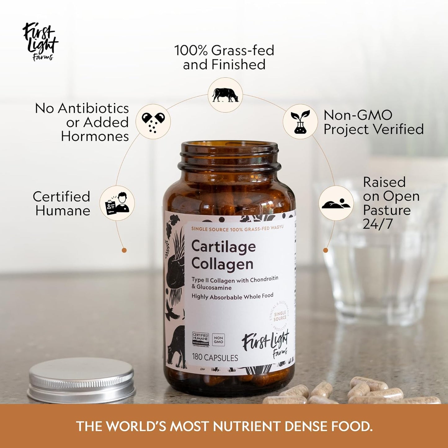 Grass-Fed Wagyu Cartilage Collagen Capsules | Freeze-Dried Type II Collagen for Joint Health | Supports Recovery & Skin Health | 120 Capsules