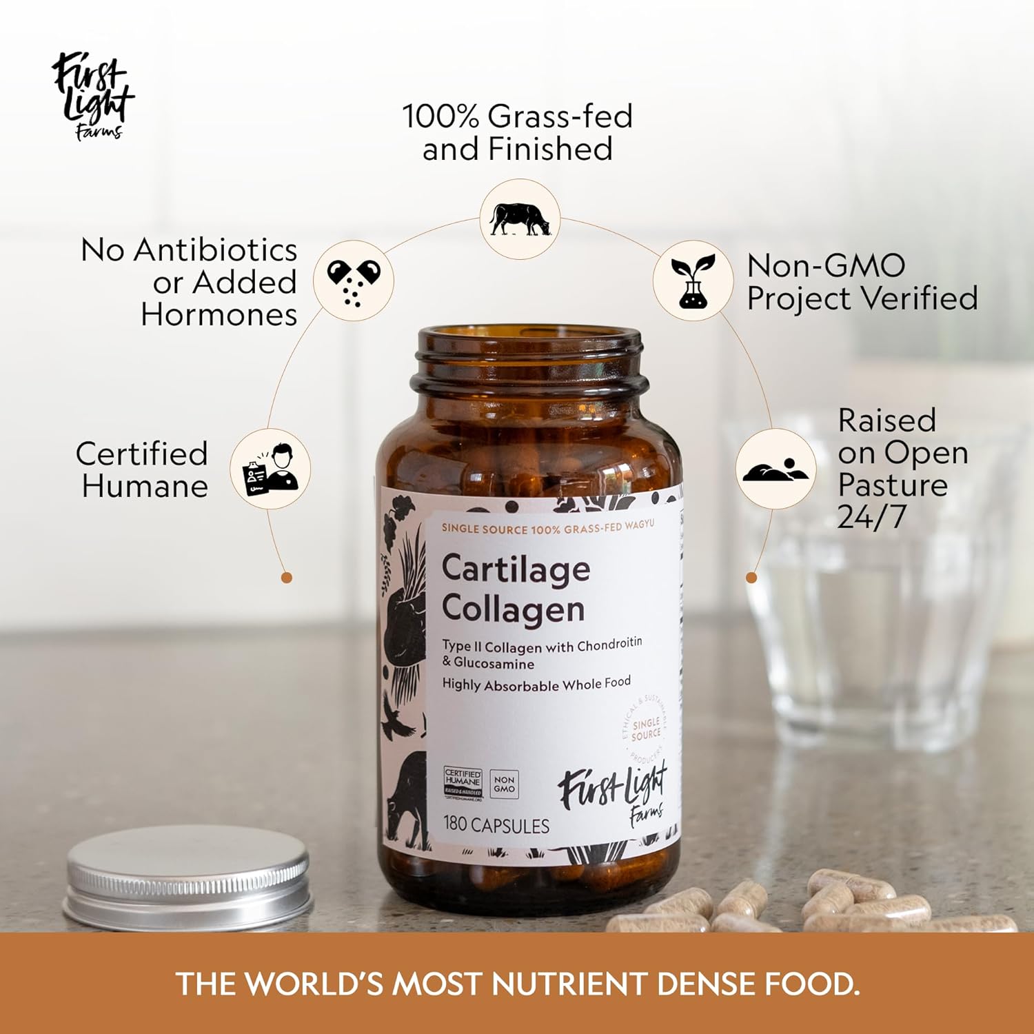 Grass-Fed Wagyu Cartilage Collagen Capsules | Freeze-Dried Type II Collagen for Joint Health | Supports Recovery & Skin Health | 120 Capsules