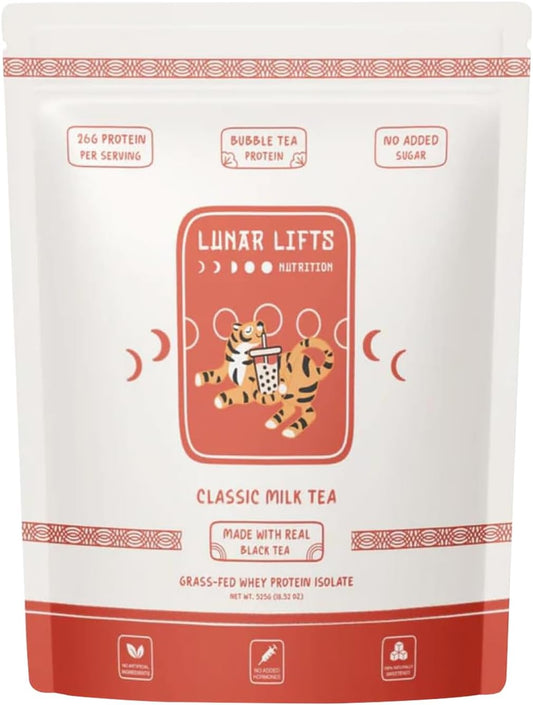 Grass-Fed Whey Protein Isolate Powder for Bubble Tea | Classic Milk Tea Boba Flavor | 26g Protein | No Sugar or Artificial Ingredients