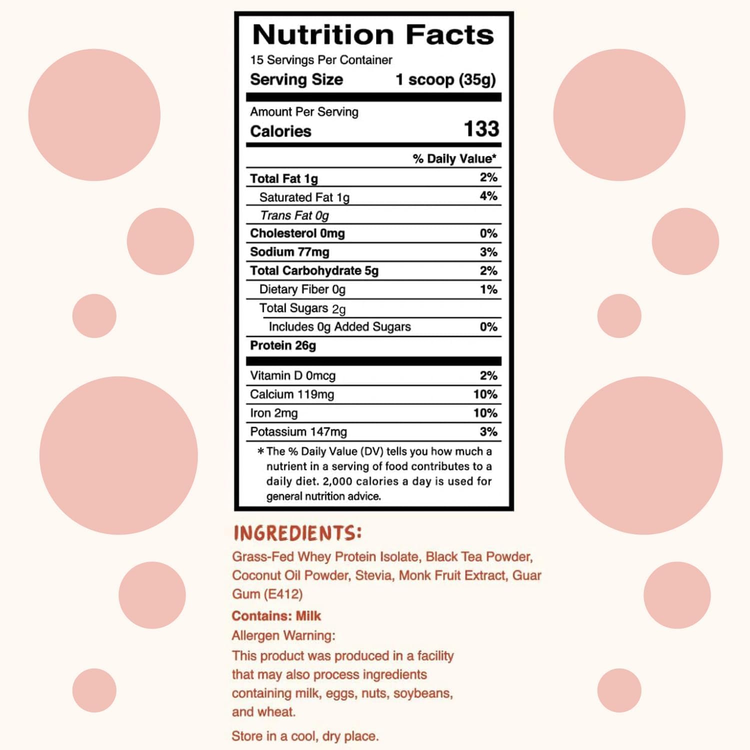 Grass-Fed Whey Protein Isolate Powder for Bubble Tea | Classic Milk Tea Boba Flavor | 26g Protein | No Sugar or Artificial Ingredients