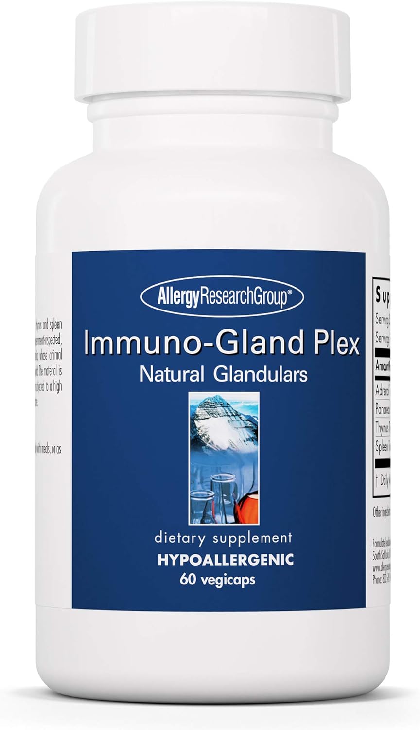 Grassfed Glandular Organ Meat Complex Supplement - Immuno-Gland Plex with Beef Spleen, Pancreas - 60 Vegetarian Capsules by Allergy Research Group