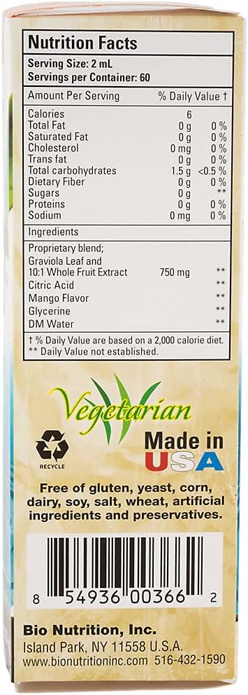 Graviola Liquid Supplement - 4 fl oz (750mg) Annona Muricata Soursop Extract