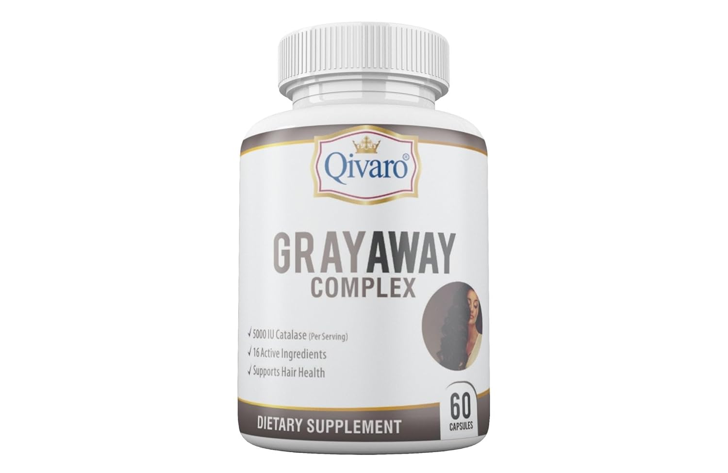 Gray Away Complex by Qivaro - Advanced Unisex Supplement for Restoring Natural Hair Color - Reverse Graying in Men and Women - 60 Capsules
