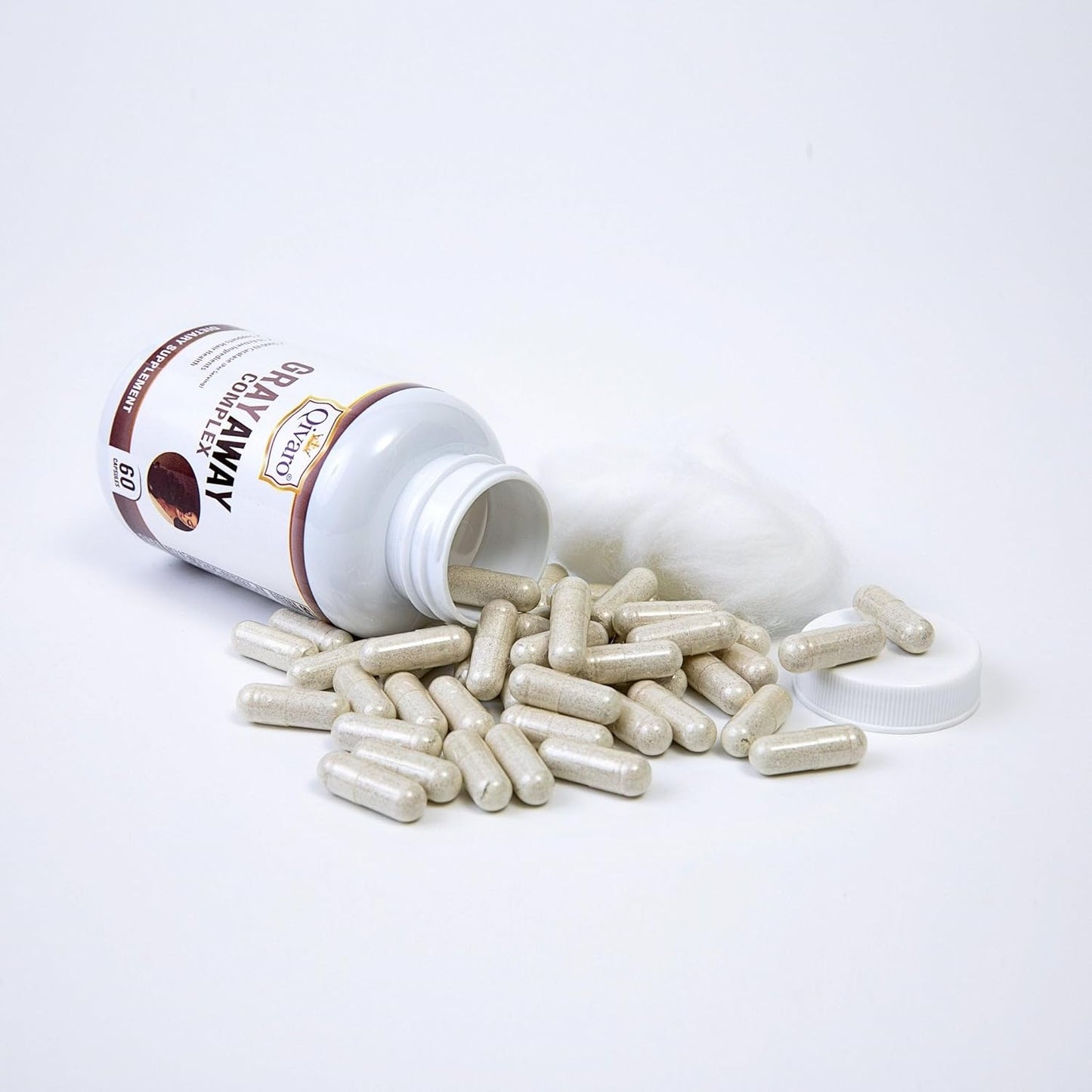 Gray Away Complex by Qivaro - Advanced Unisex Supplement for Restoring Natural Hair Color - Reverse Graying in Men and Women - 60 Capsules