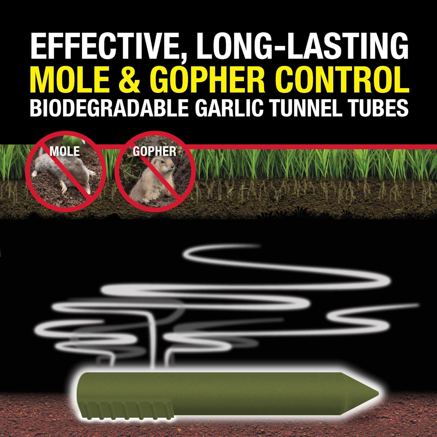 Green 410-2 Garlic Tunnel Tubes Repel Moles & Gophers Efficiently