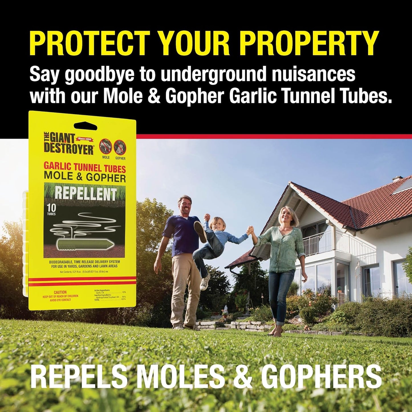 Green 410-2 Garlic Tunnel Tubes Repel Moles & Gophers Efficiently