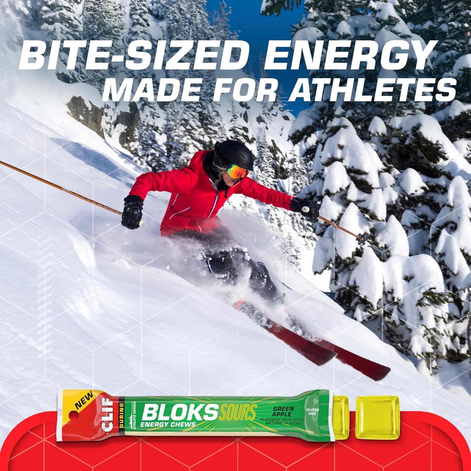 Green Apple Clif Bloks Sours: Non-GMO Energy Chews for Cycling & Running - Plant Based Fuel with Carbohydrates & Electrolytes - 2.12 oz (18 Count)