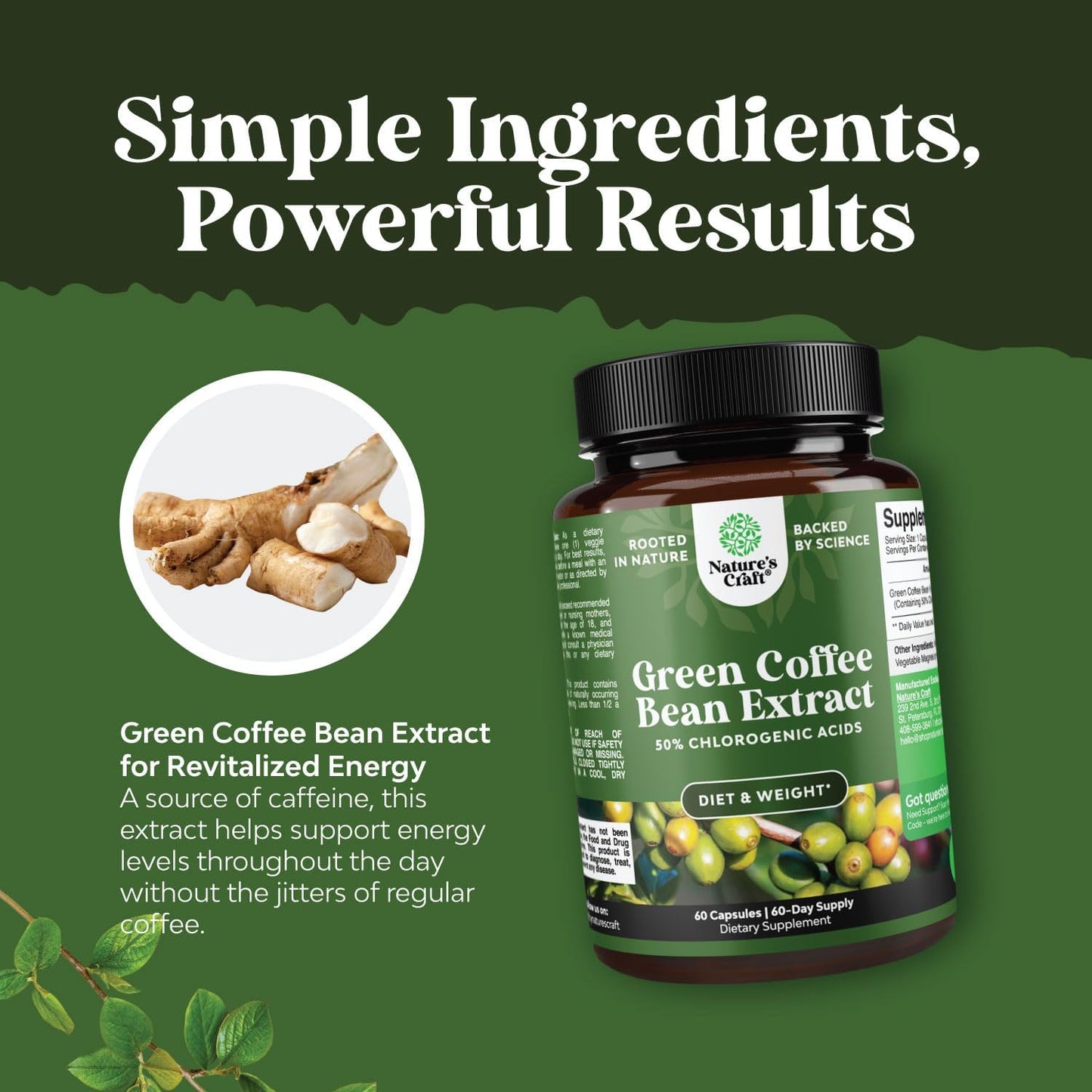 Green Coffee Bean Extract Bundle: Antioxidant Heart Health, Mental Focus, Slimming Formula Pills, Belly Healthy Weight Support - Metabolism Booster for Men and Women