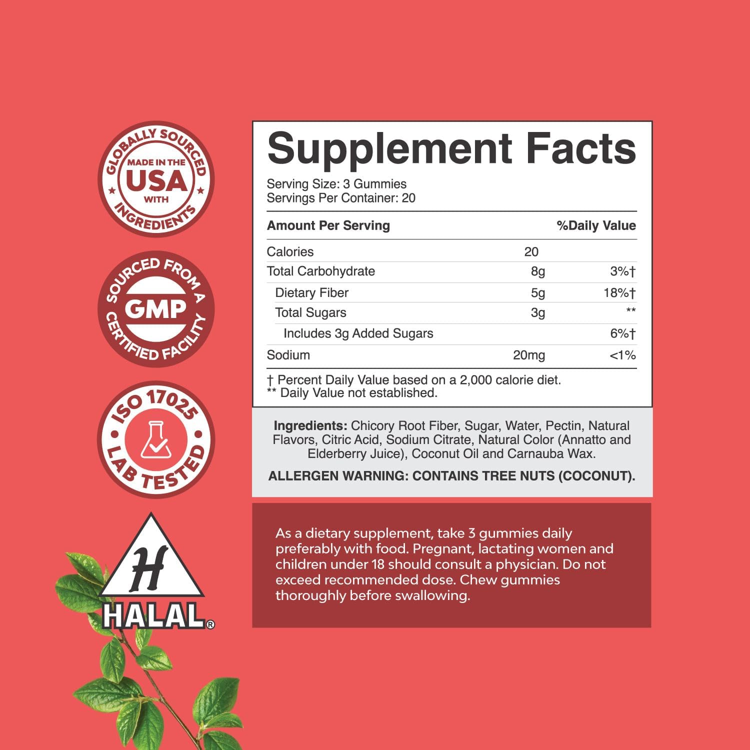 Green Coffee Bean Extract & Prebiotic Fiber Gummies Bundle for Heart Health, Mental Focus, Slimming Formula, Immunity, and Digestive Support