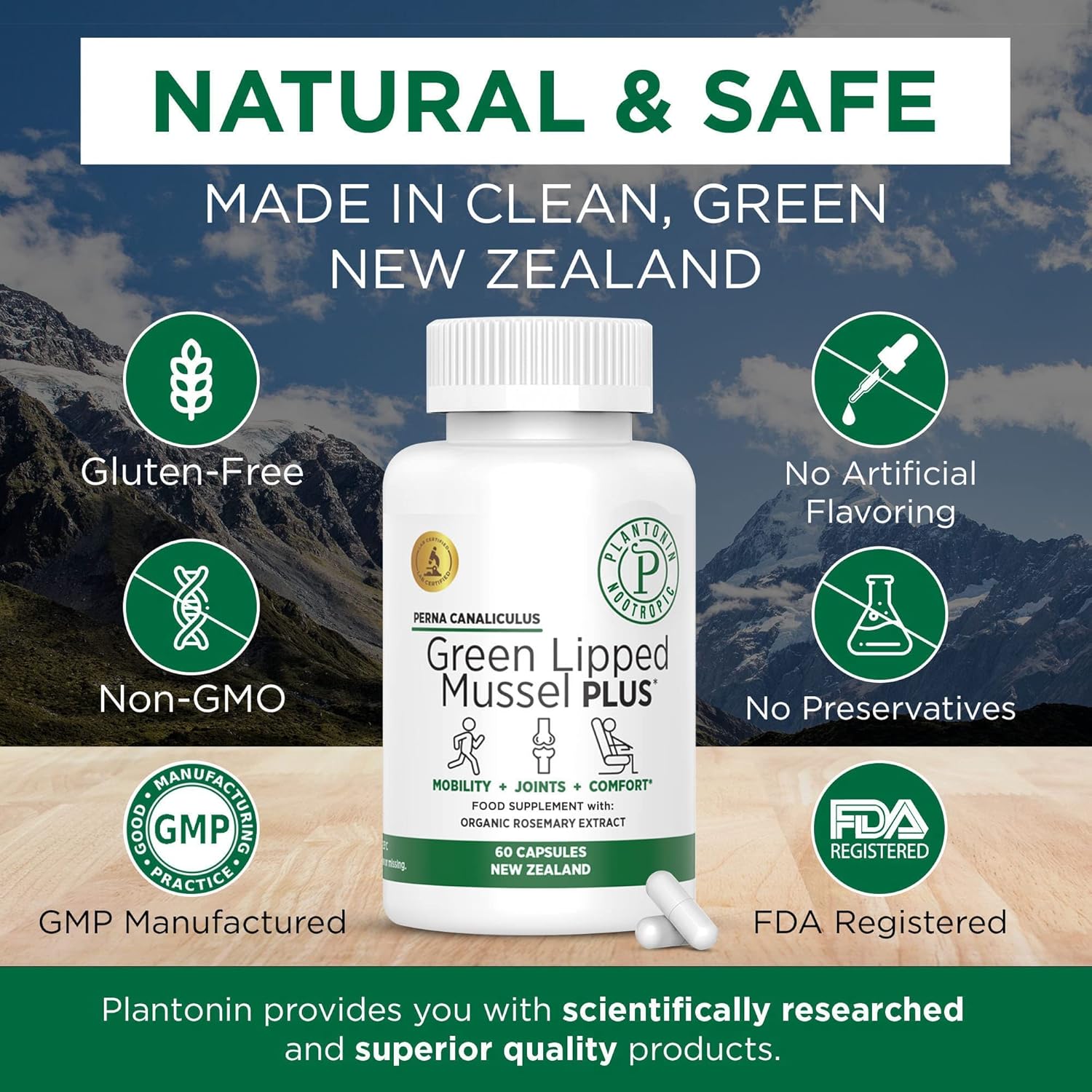 Green Lipped Mussel Capsules - 19,000mg Serving - Perna Canaliculus with Omega 3 - Joint Mobility & Circulation Support - Non GMO - 60 Capsules
