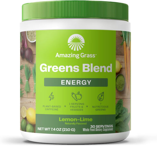 Green Superfood Energy Smoothie Mix with Plant Based Caffeine - Lemon Lime Flavor - Nootropic Support - 30 Servings - BoostGo Australia
