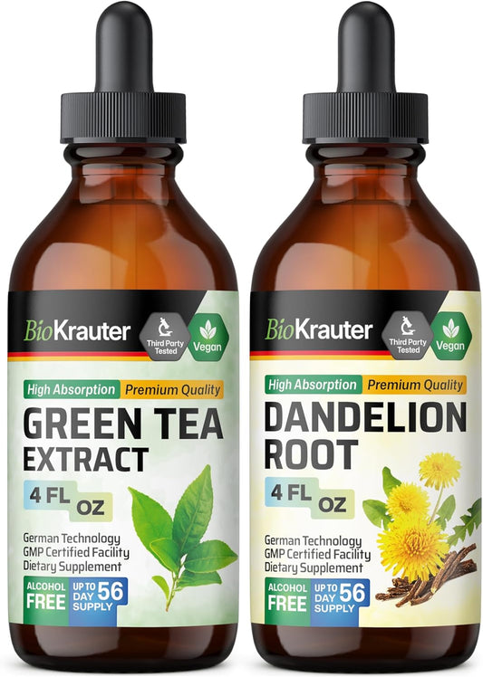Green Tea and Dandelion Tincture Bundle - 4 Fl. Oz. Each