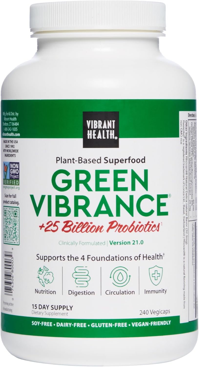 Green Vibrance Vegan Superfood Pills - 240 Count for Vibrant Health