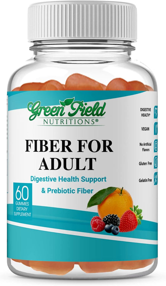 Greenfield Nutritions Halal Fiber Gummies for Adults with Prebiotic Chicory - 60 Count Immune & Digestive Support, Non-GMO & Gluten-Free