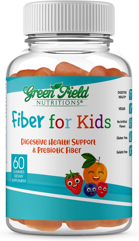 Greenfield Nutritions Halal Fiber Gummies for Kids - Digestive & Gut Support, Immune Support, Non-GMO, Gelatin & Gluten Free (60 Count)