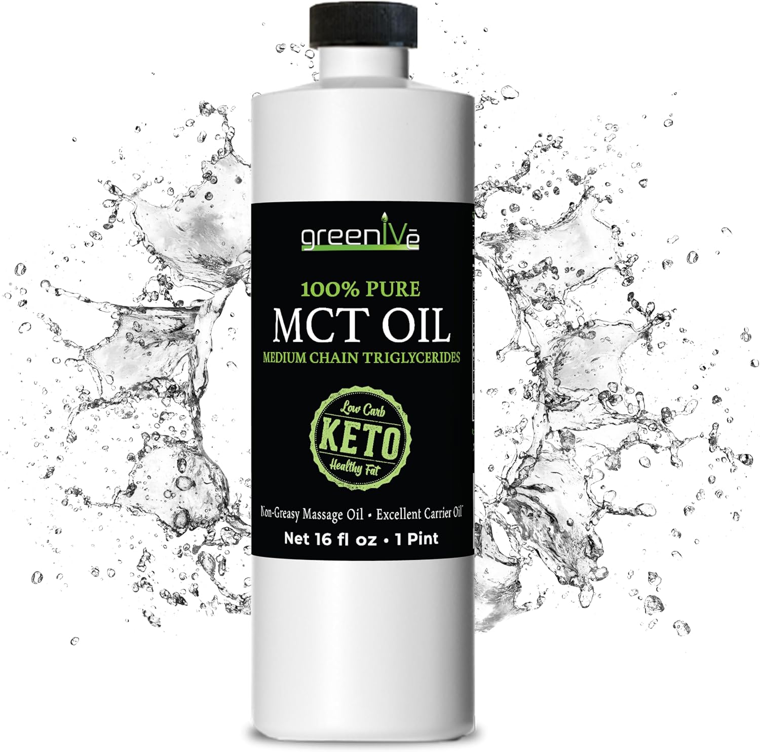 GreenIVe MCT Oil: Pure Non GMO Body & Mind Fuel (16 oz) - 100% MCT Oil