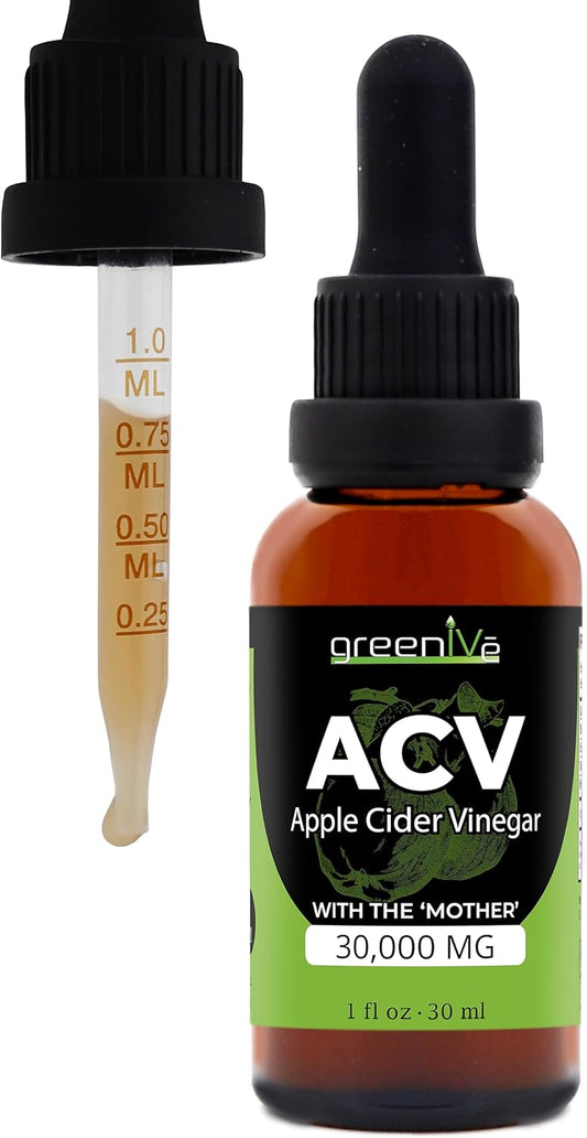 GreenIVe Organic Apple Cider Vinegar Drops with The Mother - Pure ACV Supplement