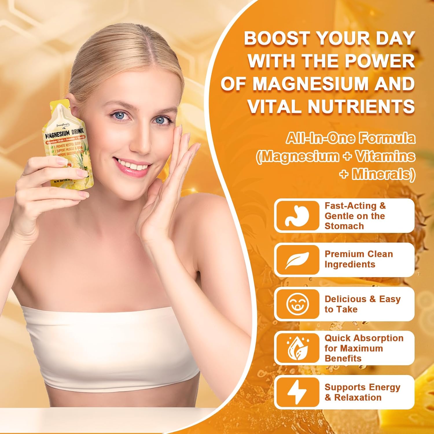 GreenPeople 7-IN-1 Magnesium Citrate Liquid Supplements Drink - 2 Pack, 280mg Magnesium, Zinc, Bromelain, Vitamin C D3 B6, Muscle & Sleep Support for Kids & Adults - 1 fl.Oz (10Pcs)