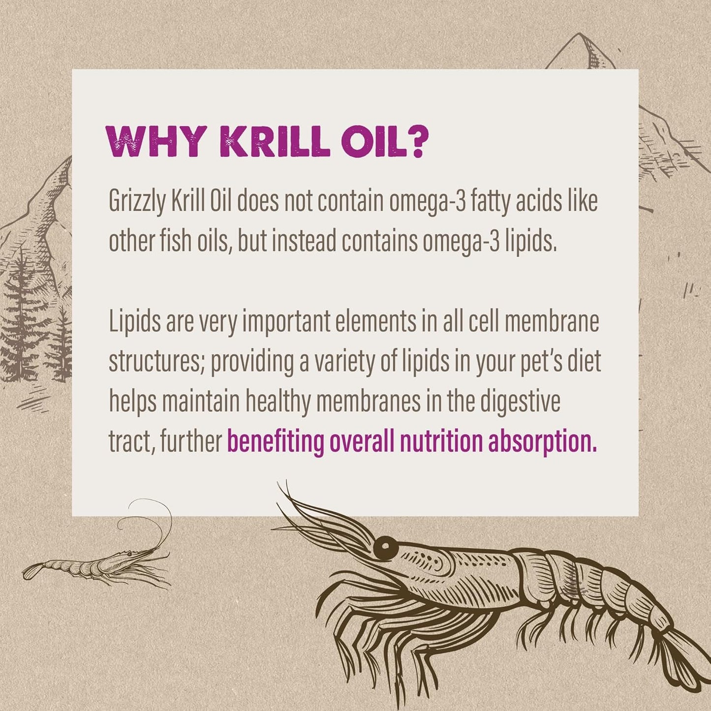 Grizzly Wild Antarctic Krill Oil Dog Food Supplement - Natural Antioxidant & Omega 3 Fatty Acids - 8 oz