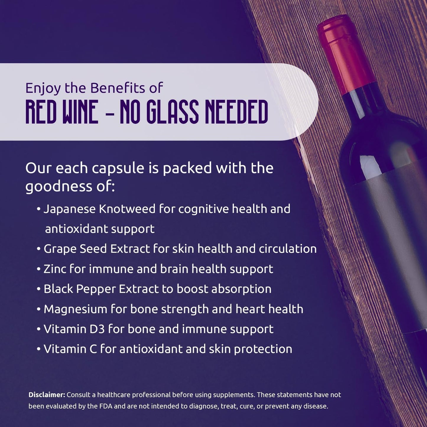 GROOVE Oh Grape Resveratrol Supplement 525mg | Cognitive Function, Heart Health, Immune System Support | With Zinc, Magnesium & Essential Nutrients | 60 Capsules